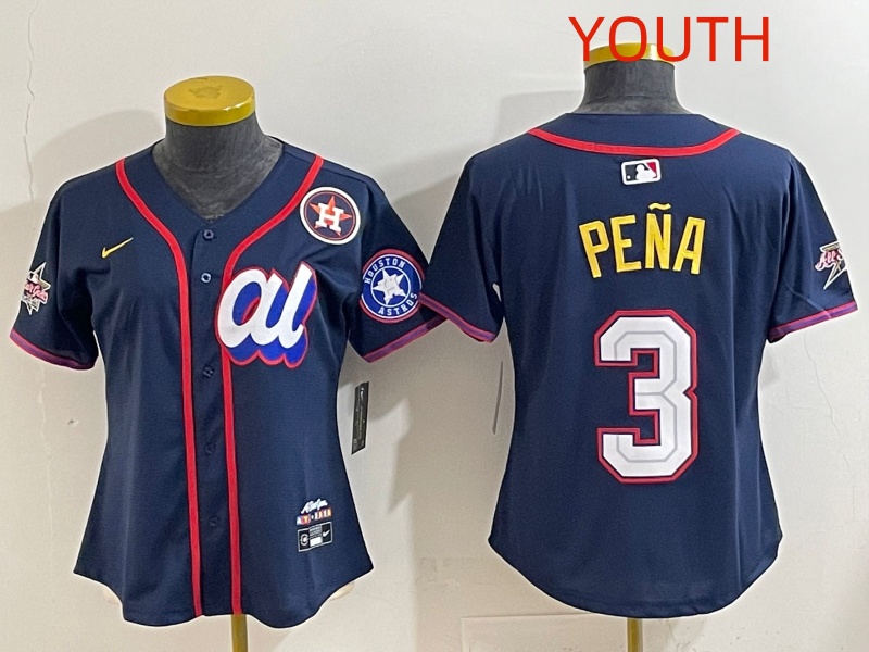 Youth 2025 Houston Astros #3 Pena dark Blue All star Nike MLB Jersey style 013->youth mlb jersey->Youth Jersey